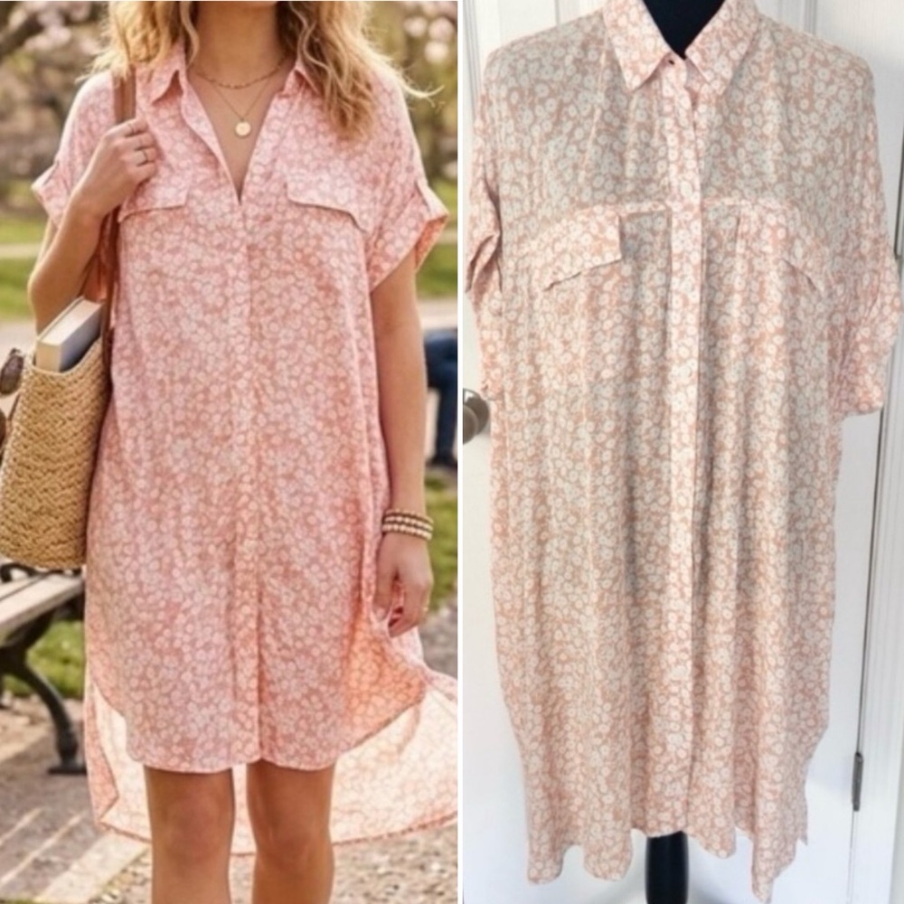 LOST+WANDER Pick Me In The Desert Tunic Shirt Dress NWT Nude White XL/2XL
